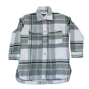 Banana Republic Green and White Plaid Button-Down Shirt